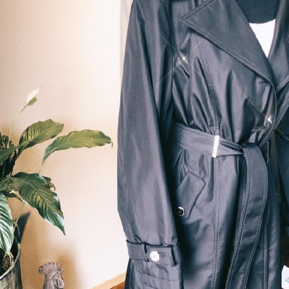 NWT Calvin Klein black trench coat with hood - Picture 5 of 9